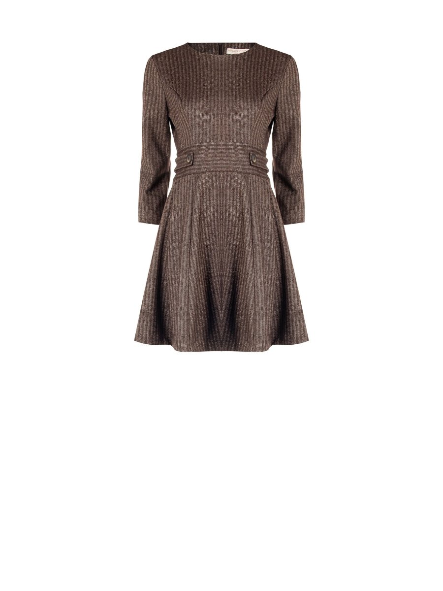 Abito a Ruota in Tessuto Maschile Marrone – Image 6