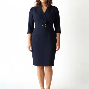 Abito curvy blu con revers