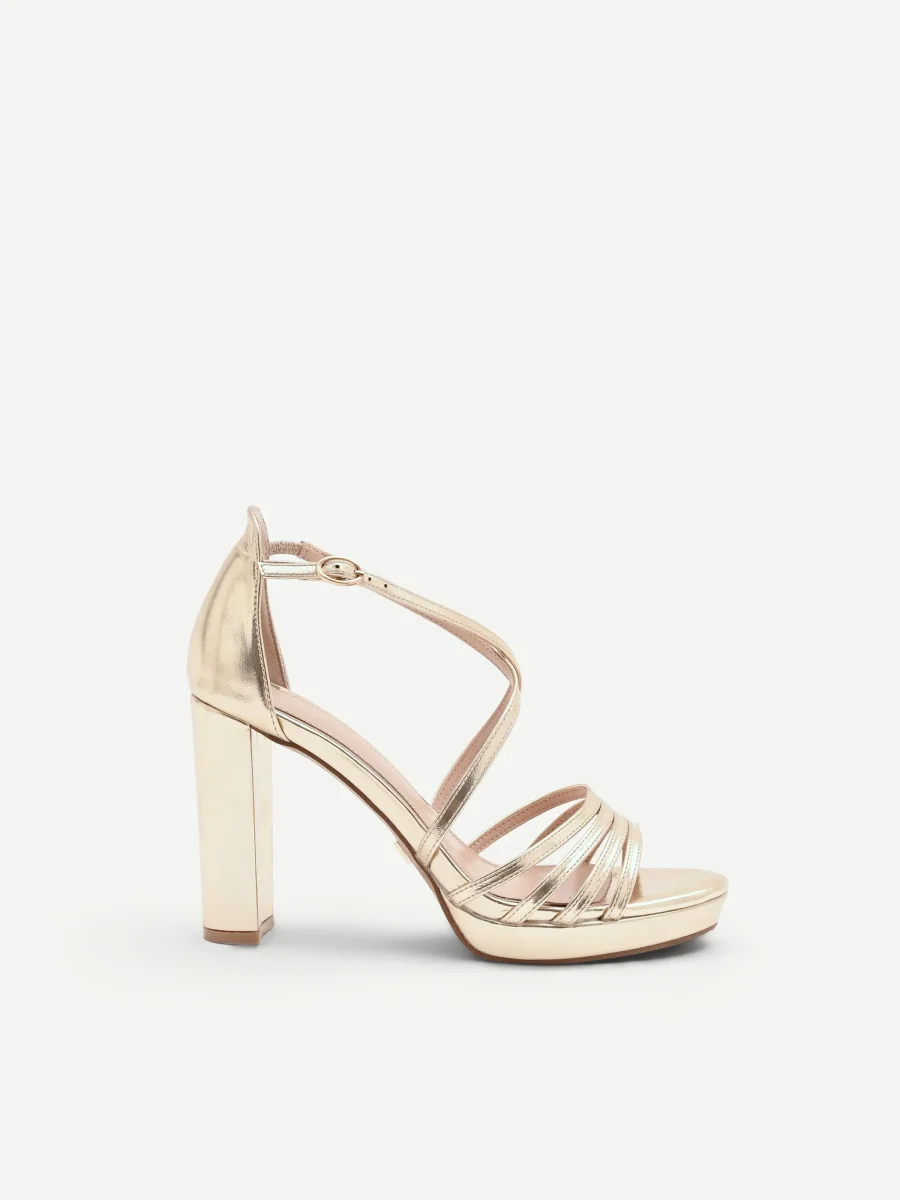 Sandalo platino con tacco e fascette – Image 5