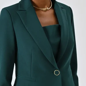 Giacca Monobottone Verde in Tessuto Tecnico