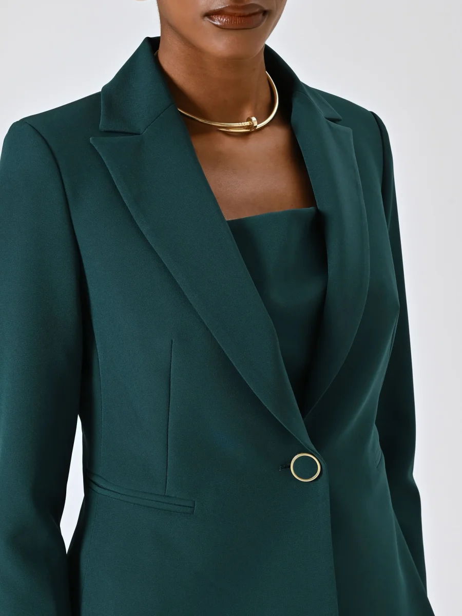 Giacca Monobottone Verde in Tessuto Tecnico – Image 2