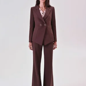 Giacca Marrone Cioccolato Doppiopetto in Tessuto Tecnico