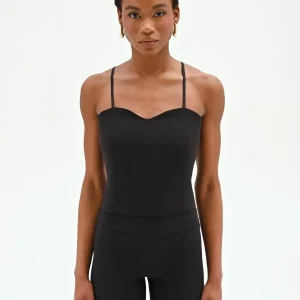 Top bustier nero con doppie spalline