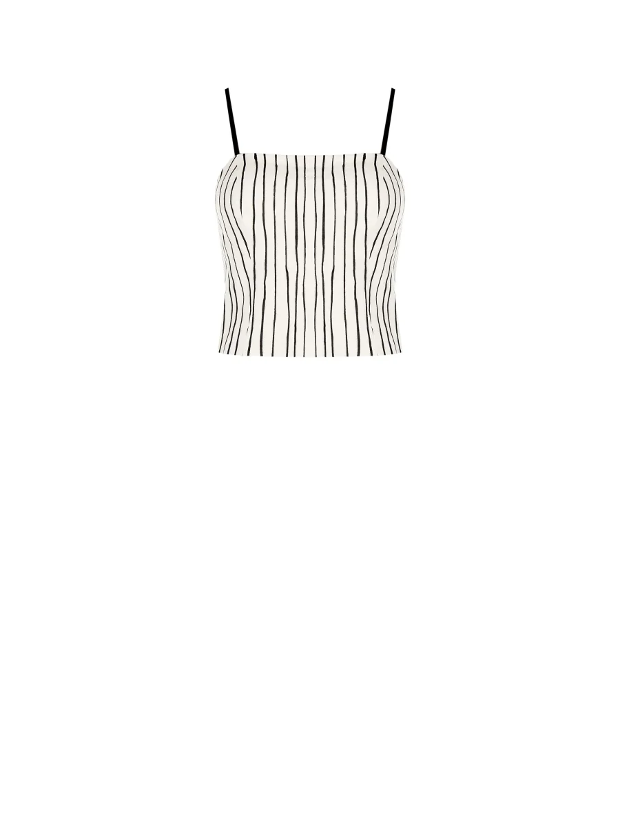Top in lino panna con fantasia a righe – Image 7