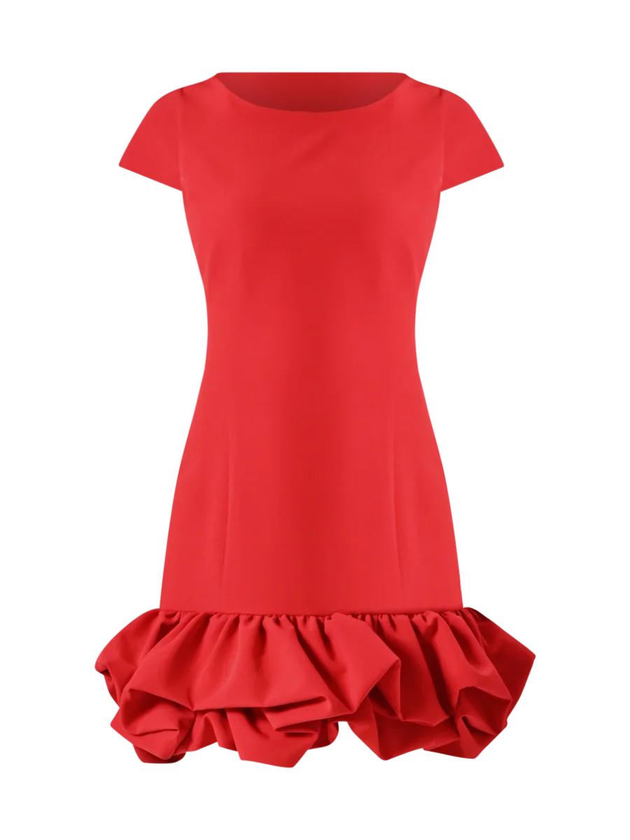 Abito Rosso con Gonna a Palloncino – Image 6