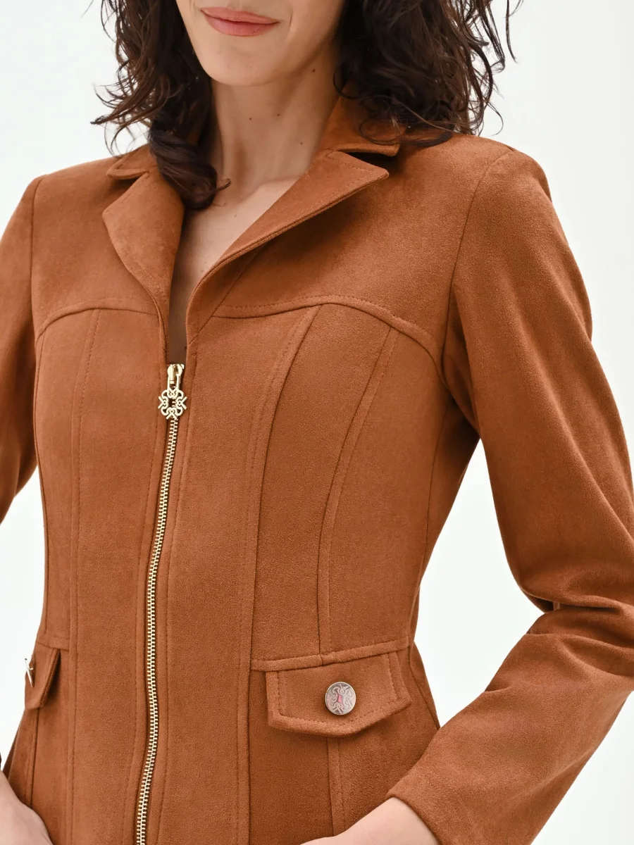 Giubbino corto cammello beige in similpelle – Image 5