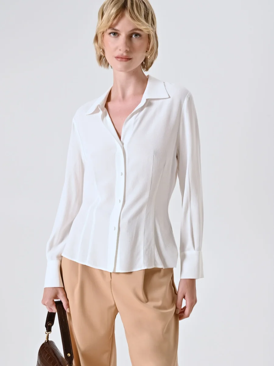 Camicia Bianca in Crepe di Viscosa – Image 8