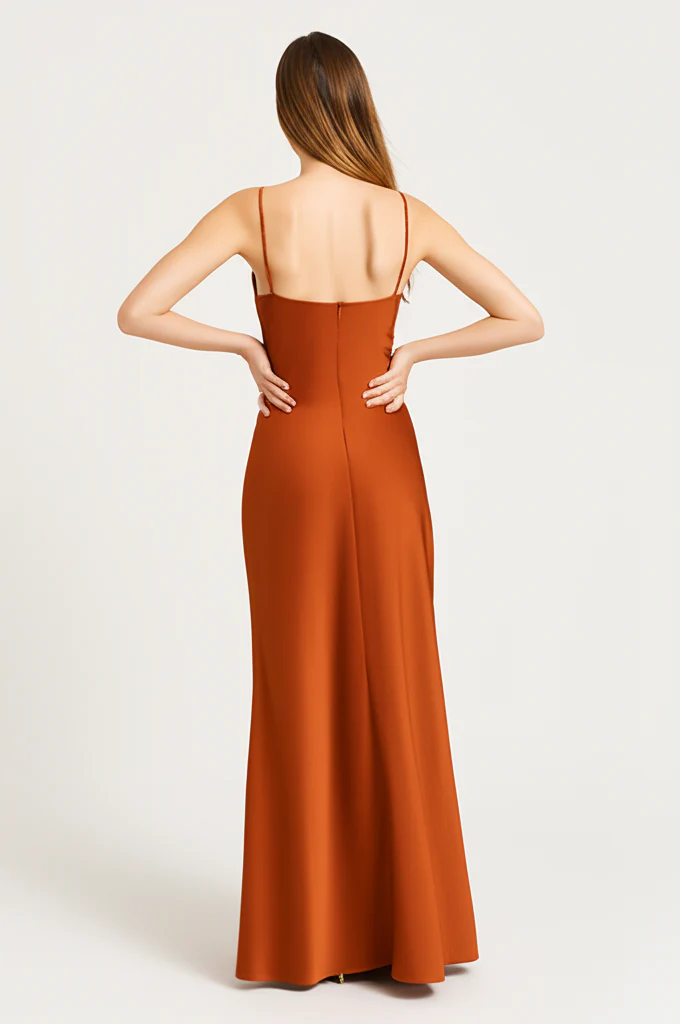 Robe De Soirée Longue Orange – Image 3