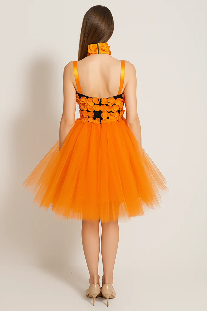 Robe Orange Fleurie – Image 3