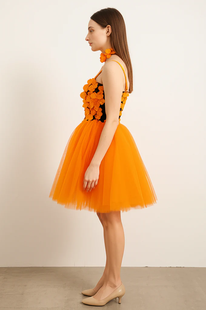 Robe Orange Fleurie – Image 4