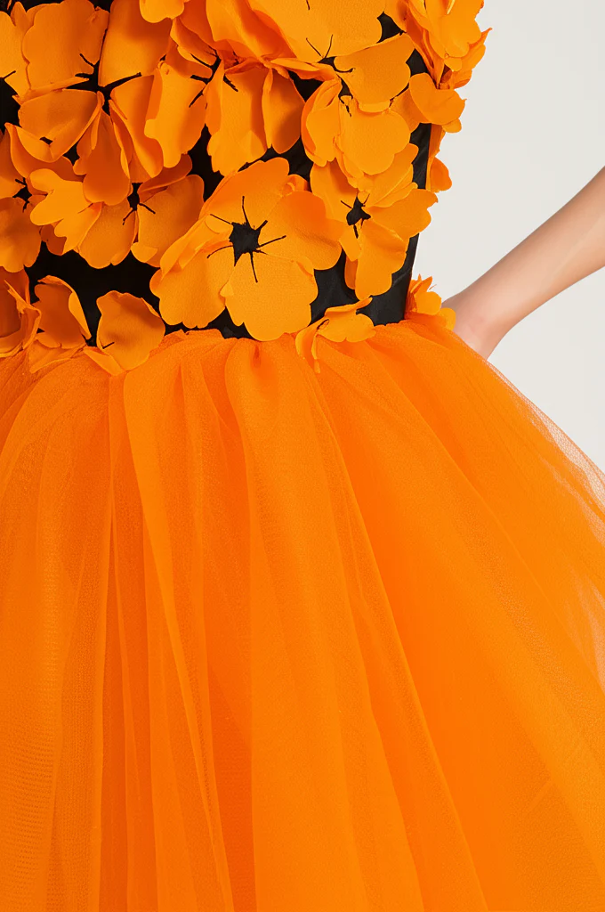Robe Orange Fleurie – Image 5
