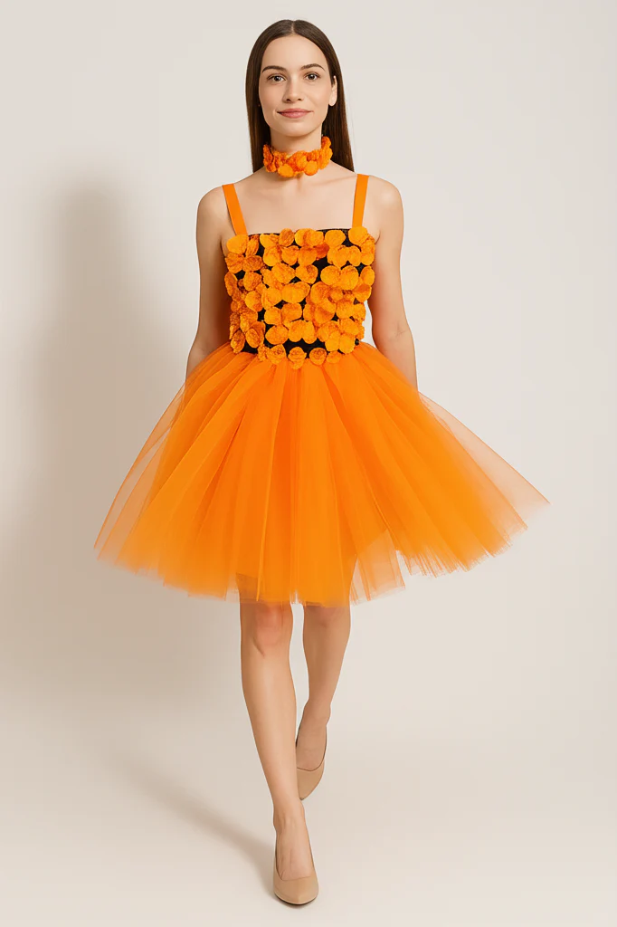 Robe Orange Fleurie – Image 6