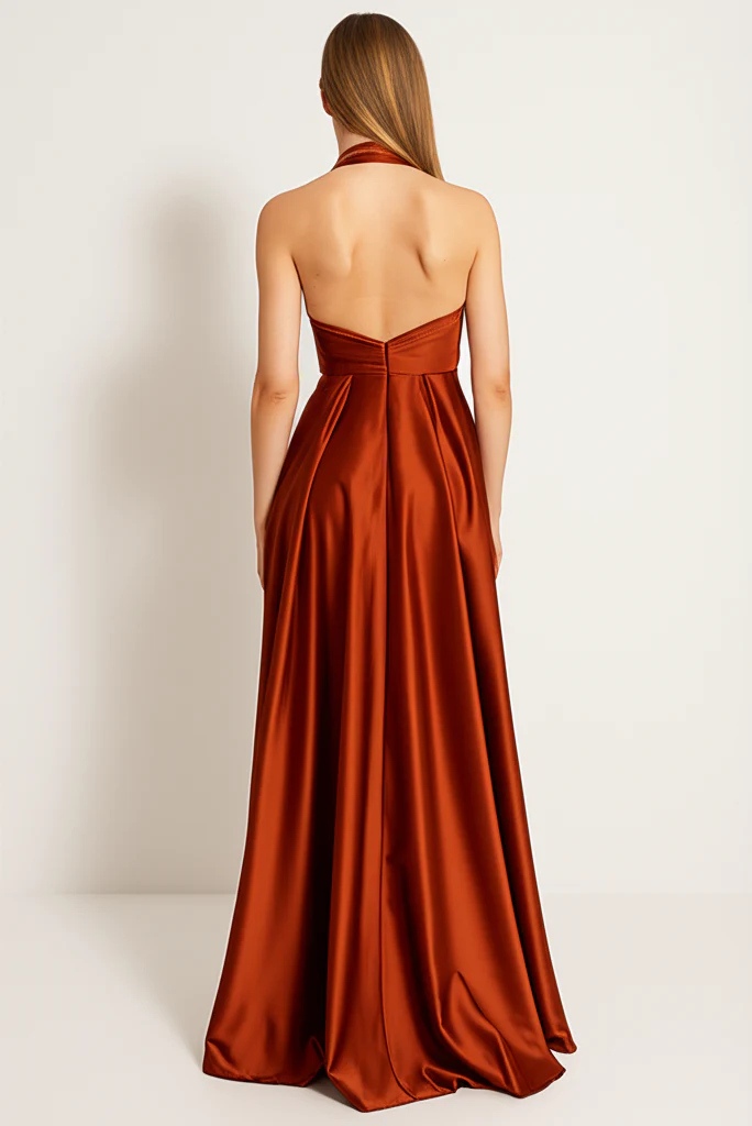 Robe De Soirée Longue Orange – Image 3