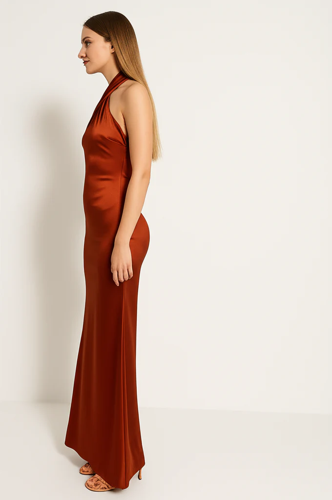 Robe De Soirée Longue Orange – Image 4