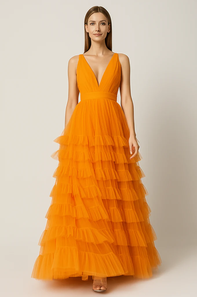 Robe Longue Été Orange – Image 6