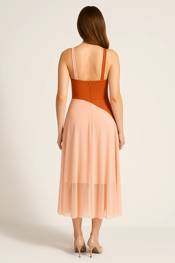 Robe Orange Et Rose Femme – Image 3