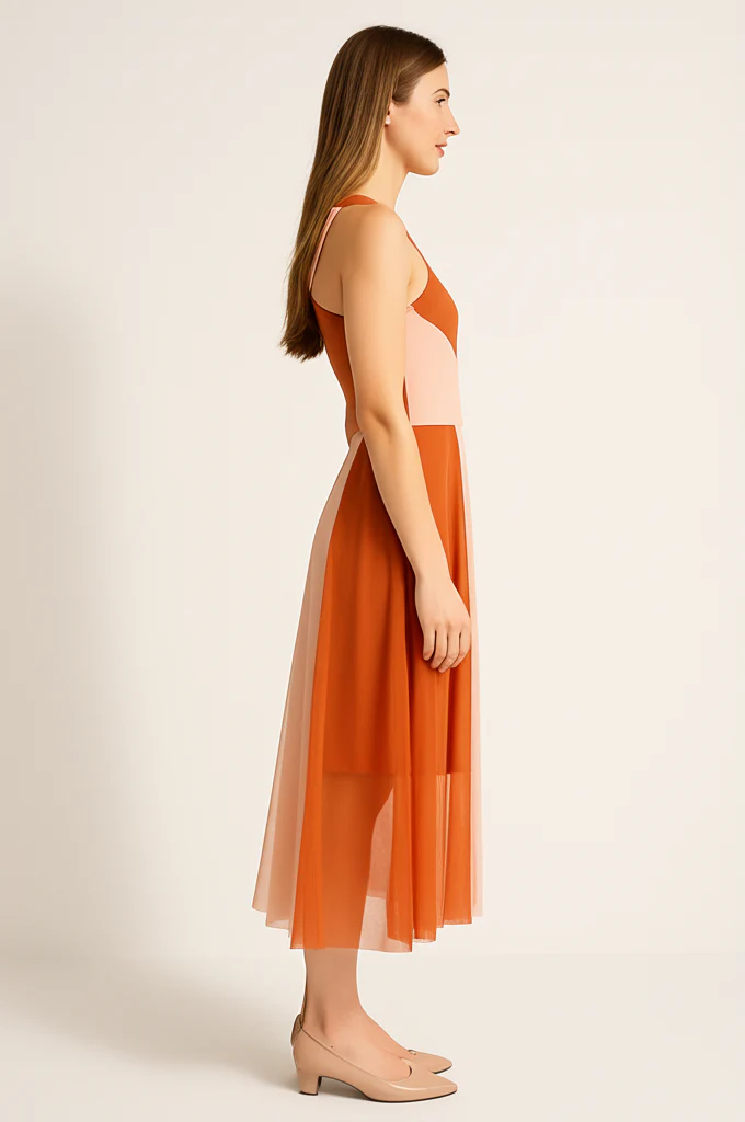 Robe Orange Et Rose Femme – Image 4