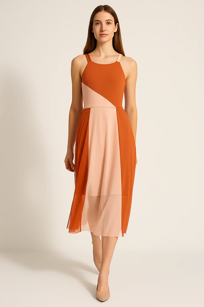 Robe Orange Et Rose Femme – Image 6