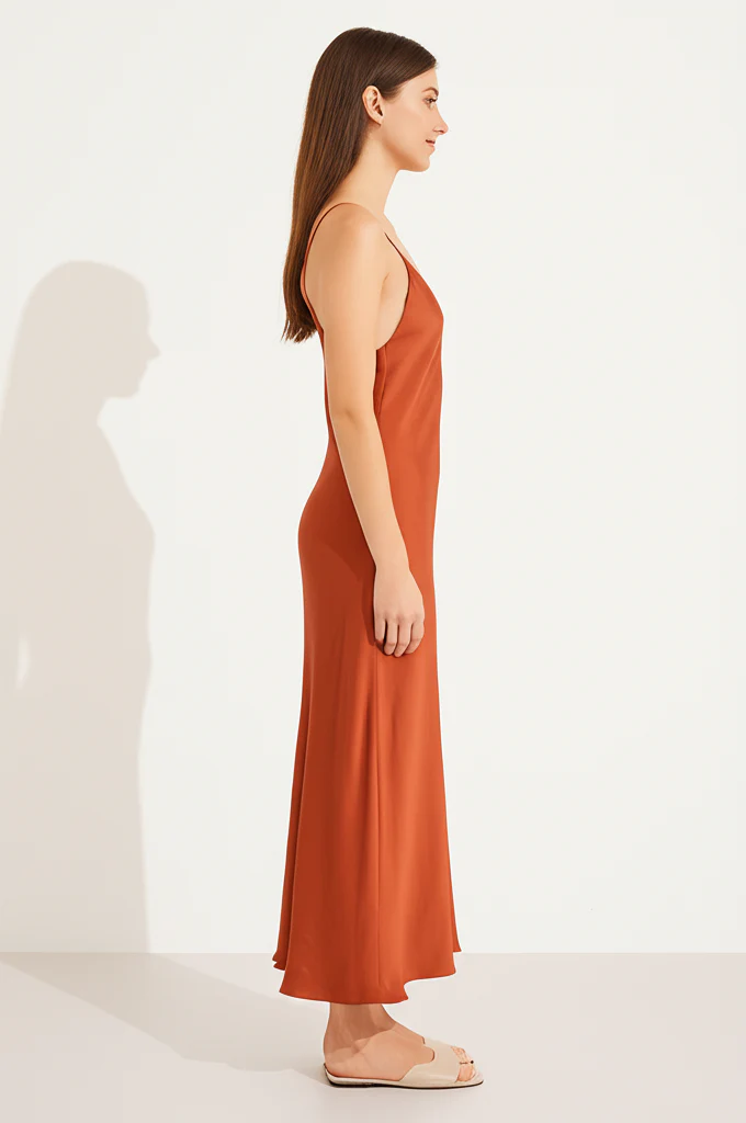 Robe Orange Satinée Longue – Image 4