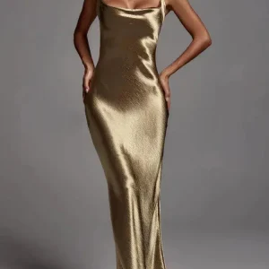 Robe Satin Champagne Doré