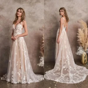 Robe De Mariée Champagne Brodée