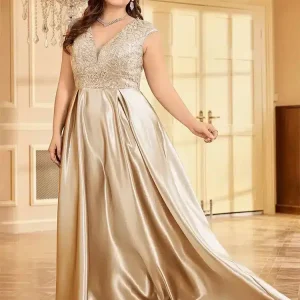 Robe De Cérémonie Longue Champagne Satinée