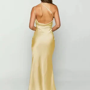 Robe Éclatante Jaune Satinée
