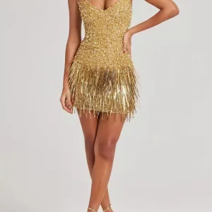 Robe Éclat Frangé Doré