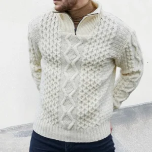 Bastien - Pull Col Roulé Zippé Maille Moderne Homme