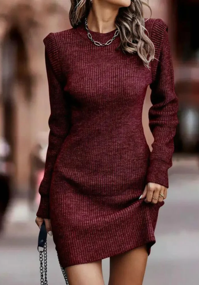 Robe courte bordeaux hiver – Image 2