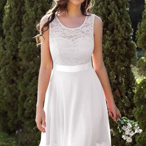 Robe Demoiselle D'Honneur Courte Blanche