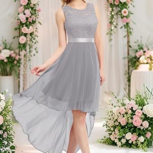 Robe Demoiselle D'Honneur Gris Perle