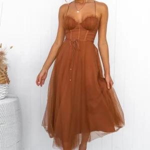 Robe Demoiselle D'Honneur Marron Clair