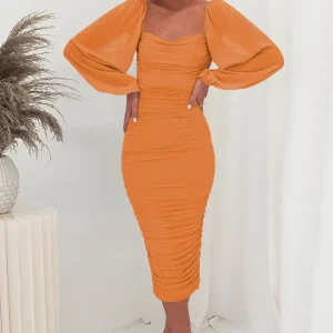 Robe Demoiselle d'Honneur Orange Pastel