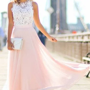 Robe Demoiselle D'Honneur Rose Et Blanche