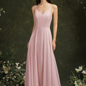 Robe Demoiselle D'Honneur Rose Poudrée Longue