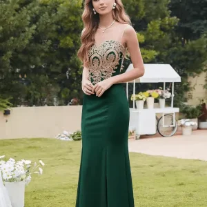 Robe Demoiselle d'Honneur Vert Foncé