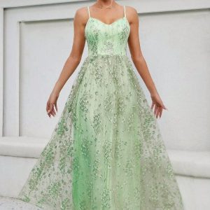 Robe Dentelle Vert Sauge