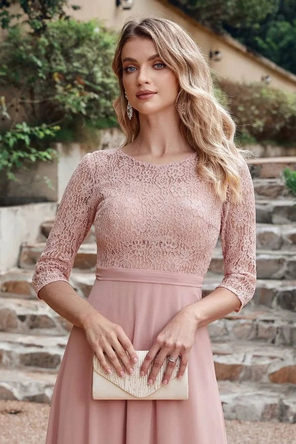 Robe En Dentelle Rose Poudrée – Image 4
