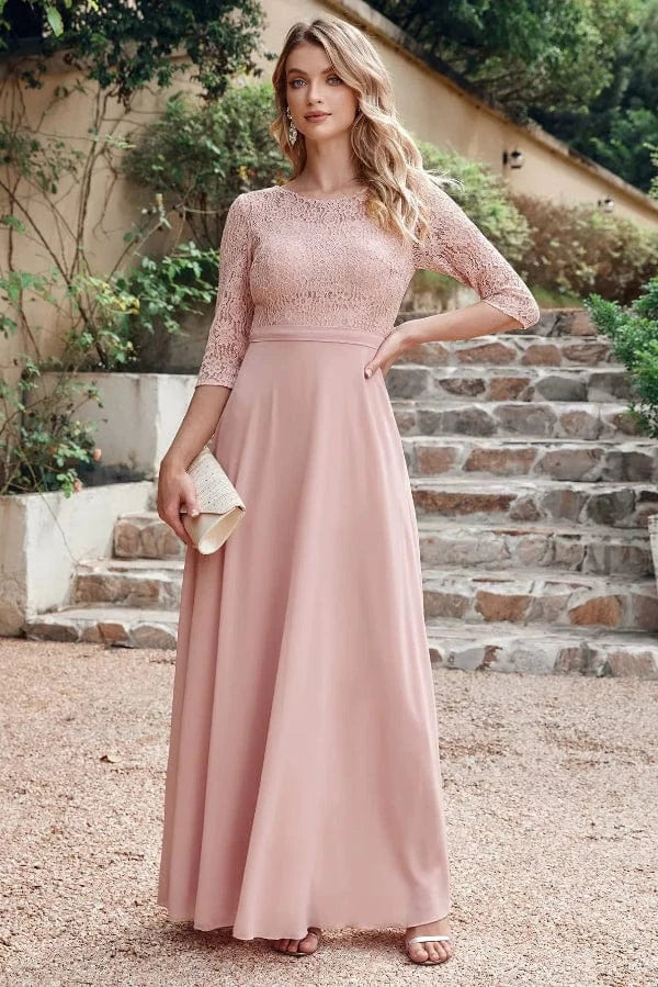 Robe En Dentelle Rose Poudrée – Image 5