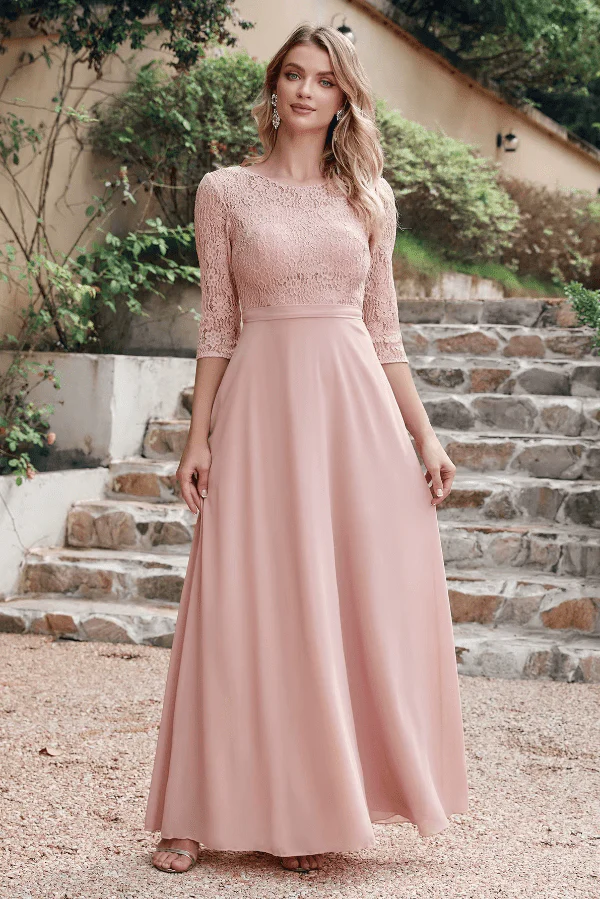Robe En Dentelle Rose Poudrée – Image 2