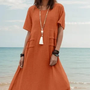 Robe en Lin Terracotta