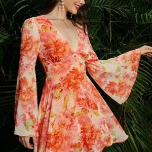 Robe Fleurie Orange