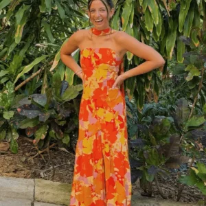 Robe Imprimée Orange