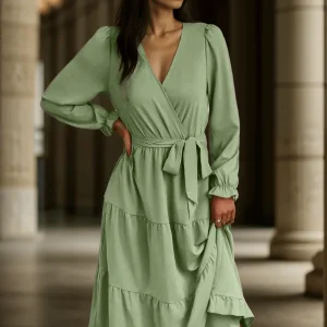 Robe Invitée Mariage Vert Sauge