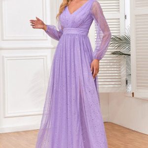 Robe Lilas Manche Longue