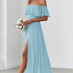 Robe Longue Bleu Ciel Demoiselle D'Honneur