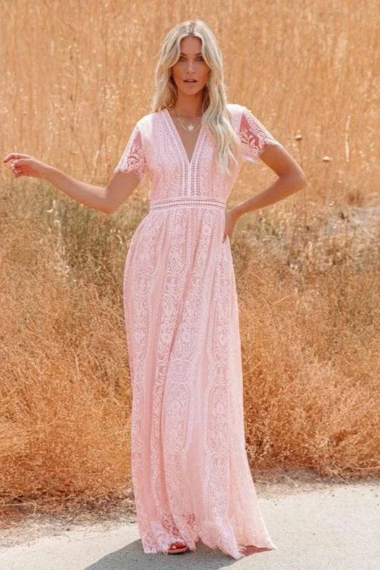 Robe Longue Boheme Rose Poudré – Image 2