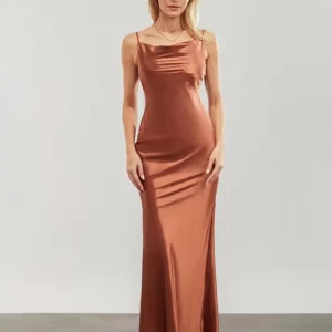 Robe longue chic terracotta