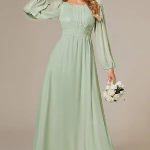 Robe Longue de Demoiselle D'Honneur Vert Sauge